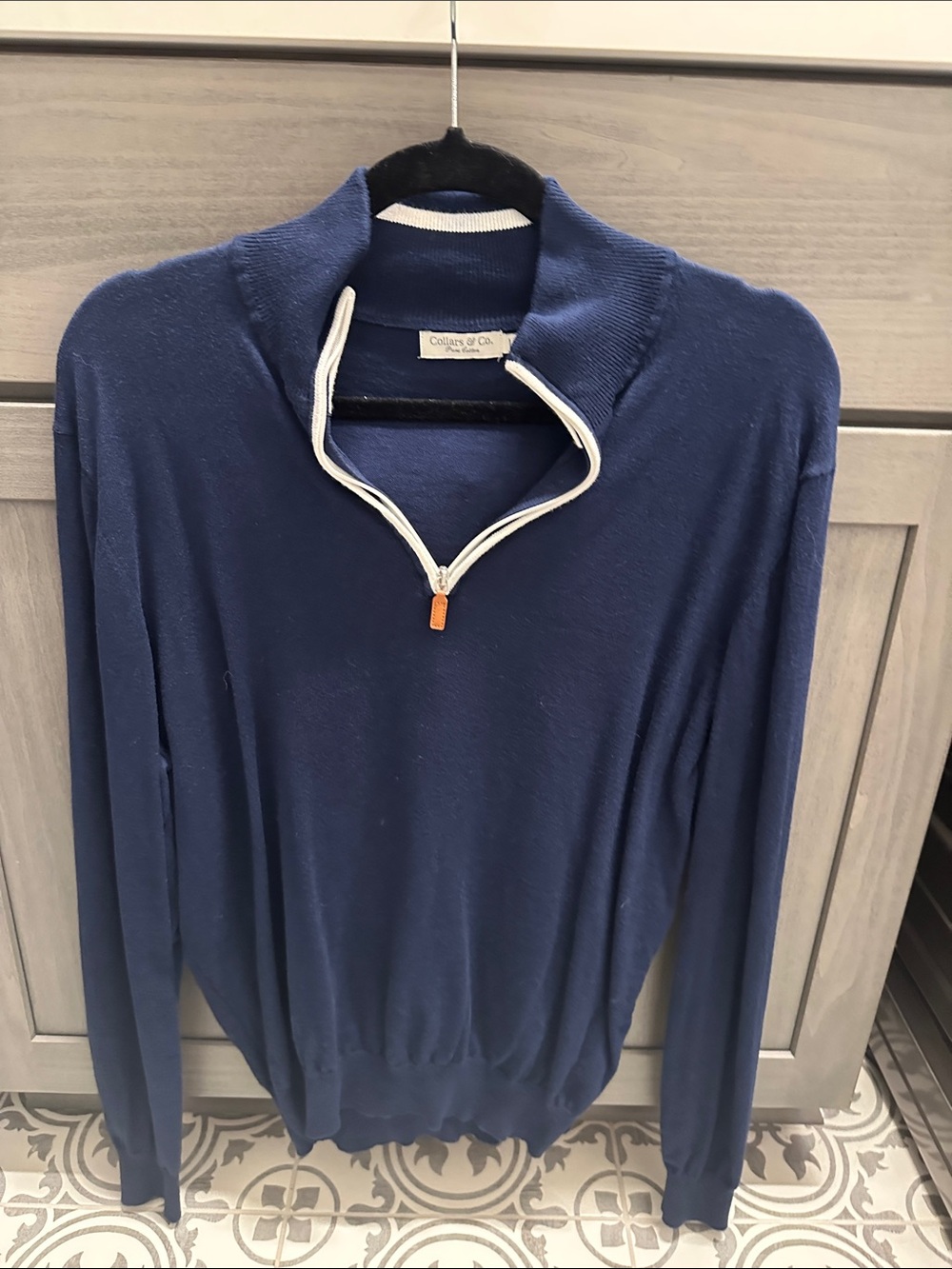 Collins & Co. Men's Navy Half-Zip Sweater with Contrast Trim